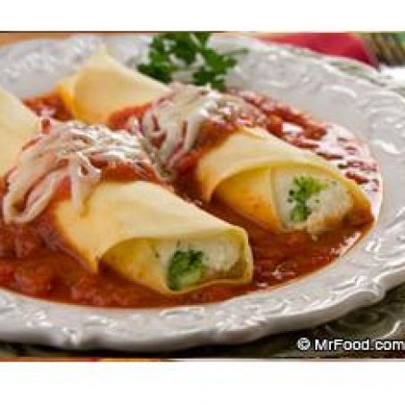 Broccoli and Cheese Manicotti
