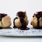 Salted-Caramel Cream Puffs with Warm Chocolate Sauce