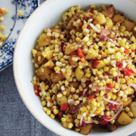Warm Corn Chowder Salad with Bacon and Cider Vinegar