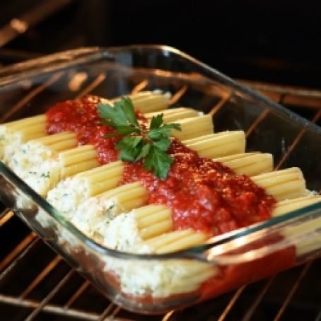 Three Cheese Manicotti with Meat Sauce
