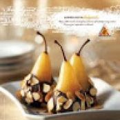 Almond Chocolate Dipped Poached Pear