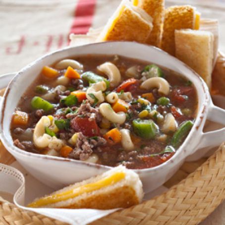 Vegetable Soup with Grilled Cheese Sandwich Dunkers