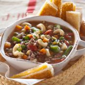 Vegetable Soup with Grilled Cheese Sandwich Dunkers