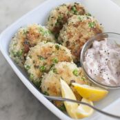 Spring Crab and Shrimp Cakes with Double Radish Sause