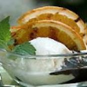 Grilled Orange Slices with Frozen Yogurt and Raspberry-Fudge Sauce