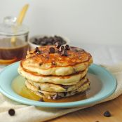 Chocolate Chip Pancakes with Maple Butter Syrup