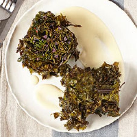 Oven-Roasted Kale Steaks with Gruyere Cheese Sauce