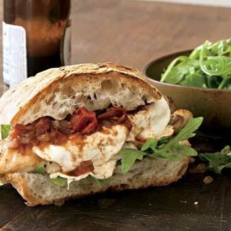 Smoked Mozzarella and Chicken Sandwiches with Italian Barbecue Sauce
