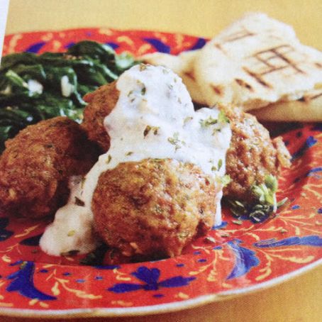 Meatballs, Greek  with Feta-Walnut Sauce