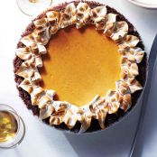 Pumpkin Cheesecake Pie with Gingersnap Crust