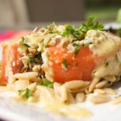 Almond Stuffed Salmon Roulades with Lemon Dill Sauce