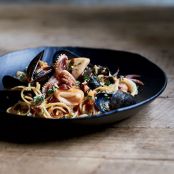 Spicy Fideos with Mussels and Calamari