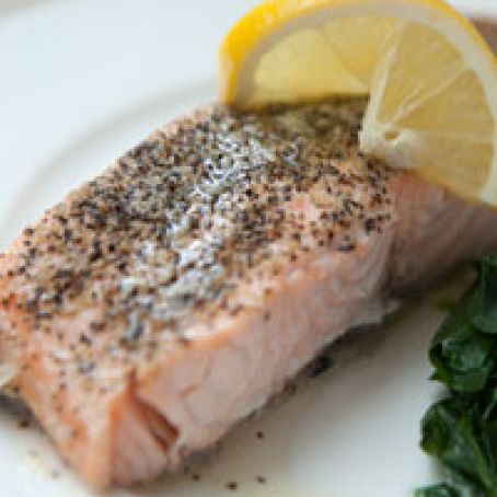 Steamed Salmon with Watercress and Lemon Butter