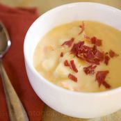 Cheesy Potato Soup With Crispy Prosciutto