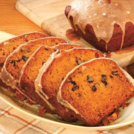 Moist Pumpkin Bread with Caramel Glaze