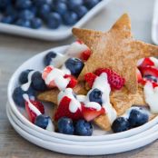 Red, White, and Blue Dessert Nachos (With Fresh Berries and Coconut Cream)