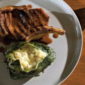 Pork Chops with Chile Rellenos and Ancho Sauce