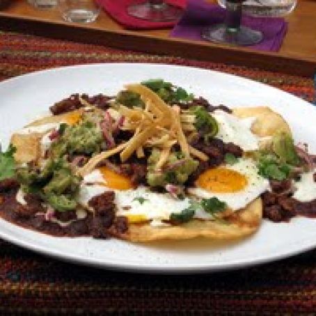 Ranch-Style Eggs with Chorizo and Tomato-Red Chile Sauce