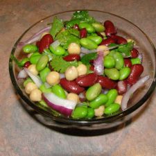 Edamame, kidney bean & chick pea salad