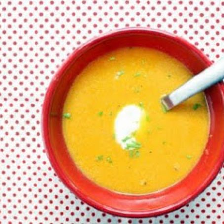 Butternut squash soup with pear, cider & vanilla