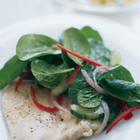 Ginger Chicken With Cucumber-Spinach Salad