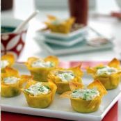 Goat Cheese and Crab Wontons with Honey Soy Sauce