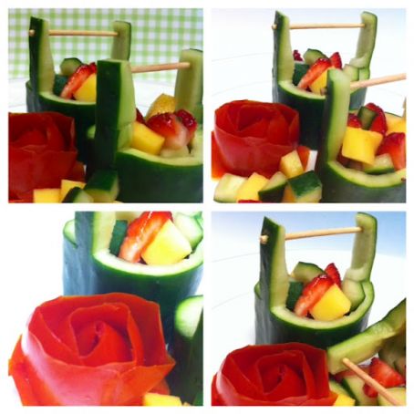 Cucumber Buckets & Tomato Rose
