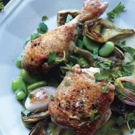 Braised Chicken with Artichokes and Fava Beans