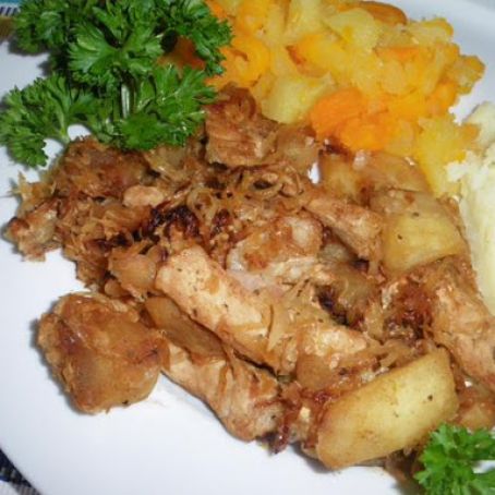 Pork Chops with Sauteed Apples and Sauerkraut