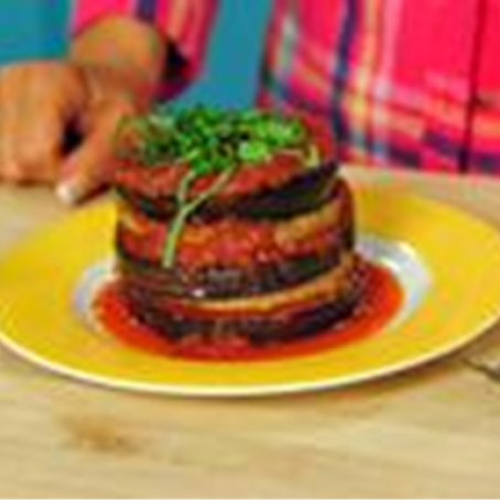 Ginormous Saucy Eggplant Patty Tower