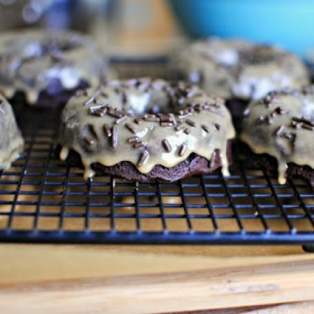 Peanut Butter Glazed Brownie Doughnuts