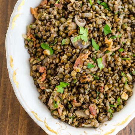 Warm French Lentil Salad with Bacon and Herbs