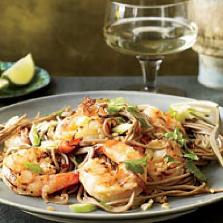 Soba Noodles with Grilled Shrimp and Cilantro