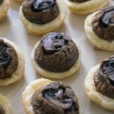 Upside Down Mushroom Gorgonzola Tartlets
