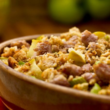 Savory Herb and Sausage Stuffing with Tangy Granny Smith Apples