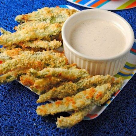 Baked Poblano Fries with Spicy Ranch Dipping Sauce