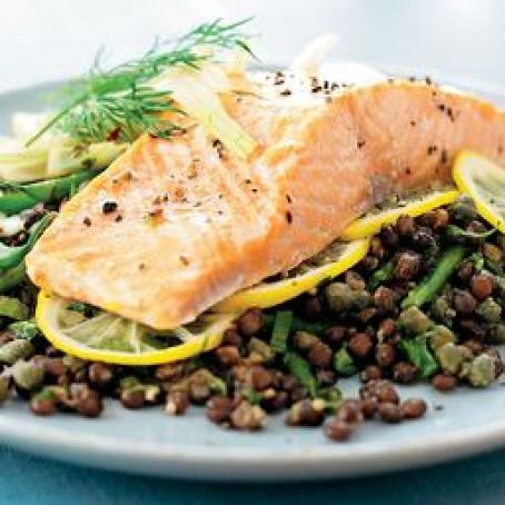Pan Roasted Salmon with Lentils