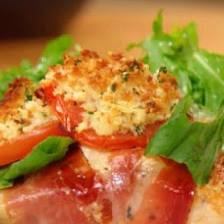 Chicken with Ham and Mozzarella and Broiled Tomatoes