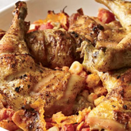 Chilaquiles-Style Roasted Chicken Legs