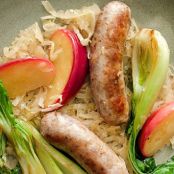 Sausage with Sauerkraut, Apples, and Bok Choy