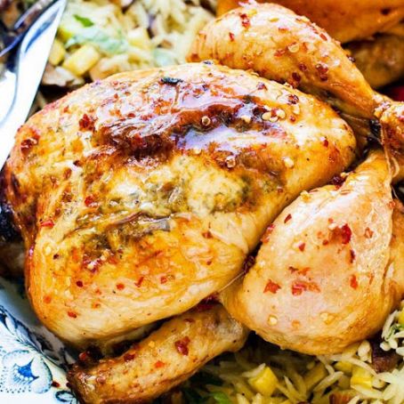 Honey-Glazed Chicken with Peppers and Goat Cheese