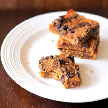 Flourless Chocolate Chip Chickpea Blondies with Sea Salt