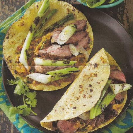 Steak and Onion  Tacos with Chipotle  Guacamole