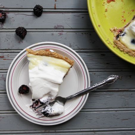 Blackberry Cream Pie with Toasted Oat and Sesame Crumb Crust