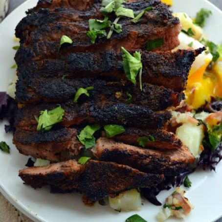 Coffee Rubbed Steak and Eggs