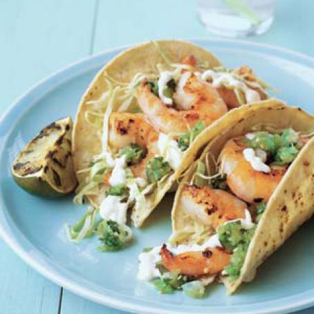Shrimp Tacos with Cilantro-Lime Sour Cream