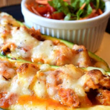 Hot Italian Chicken Sausage Zucchini Boats