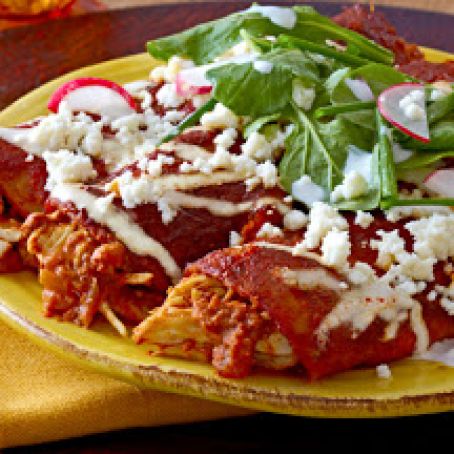 Chicken & Chorizo Enchiladas with Ancho Chile & Queso Fresco