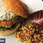 Lobster and Crab Burger with Tartar Sauce and Corn Relish
