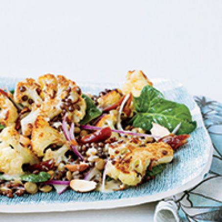 Roasted Cauliflower Salad with Lentils and Dates